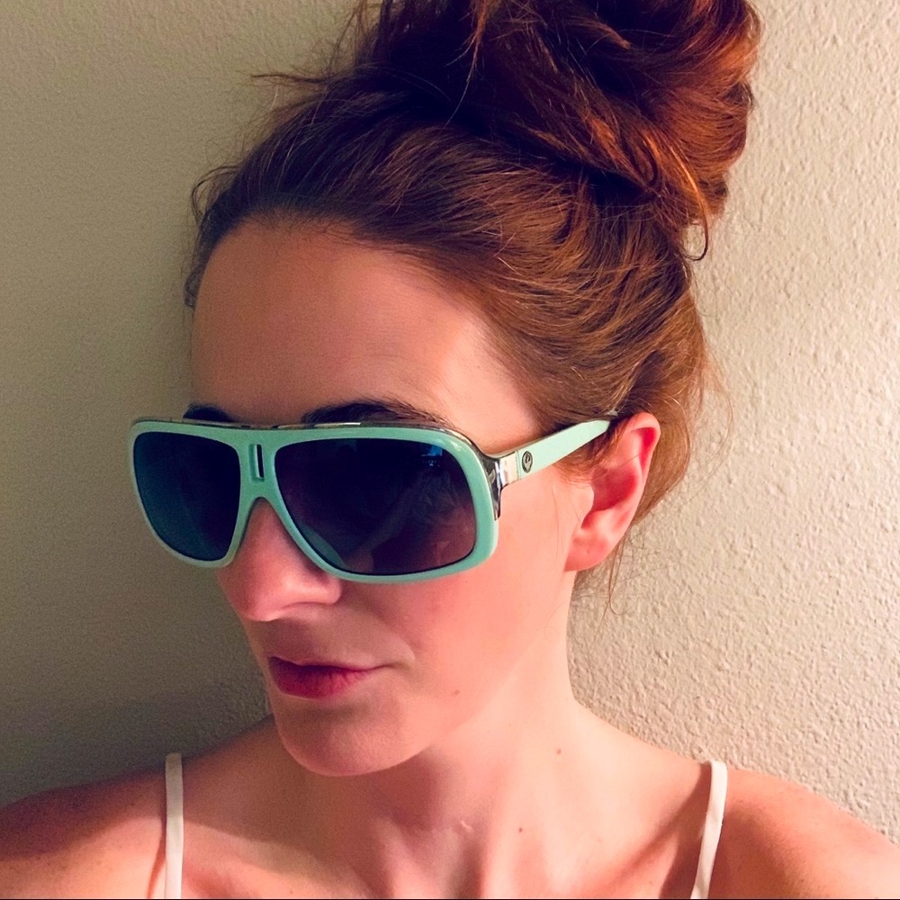 Rare Dragon GG Hamptons light teal grey gradient Sunglasses large frames - Picture 1 of 15